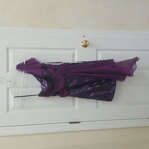 Vintage Purple Party dress size 4 NWT, purple sequins Morrell Maxie,one shoulder